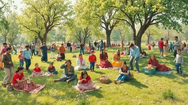 History and Traditions of Nowruz: Persian New Year Celebration 6 People celebrating Sizdah Be-dar outdoors, enjoying games and nature during Nowruz festivities.