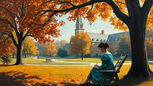 College campus scene illustrating Daddy-Long-Legs epistolary novel.