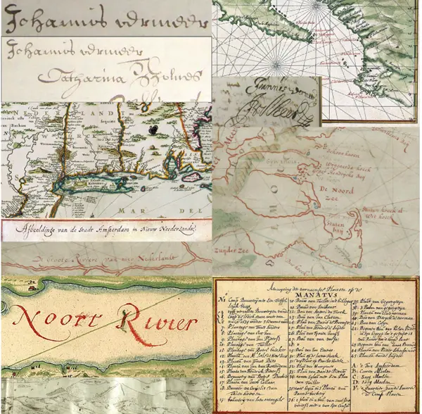 Johannes Vermeer Maps : Hidden Cartography of the New Netherlands in His Paintings 24 Johannes Vermeer cursive handwriting analysis compared to New Netherlands map lettering