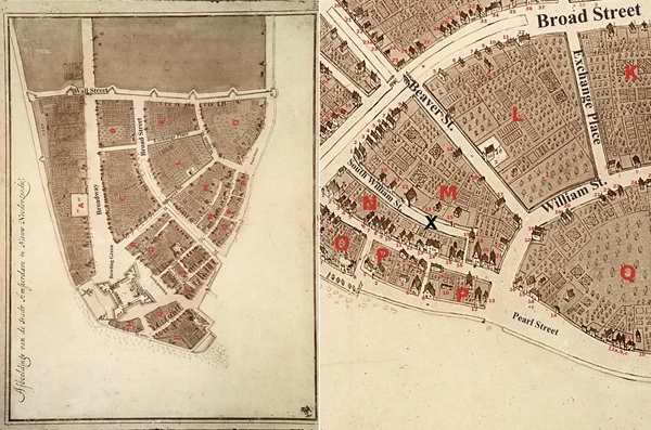 Johannes Vermeer Maps : Hidden Cartography of the New Netherlands in His Paintings 18 Johannes Vermeer's Castello Map showing his house at No. 13 in New Amsterdam