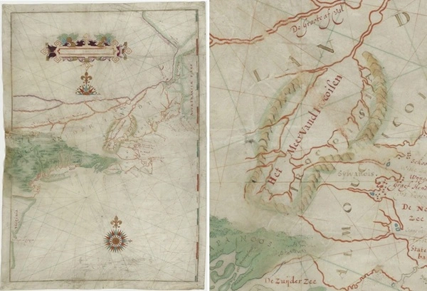 Johannes Vermeer map detail showing Mission San Francisco in California