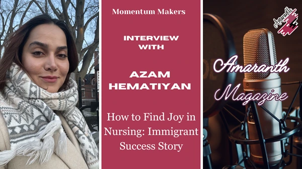 Iranian nurse Azam smiling in her scrubs in Canada – an immigrant success story in healthcare